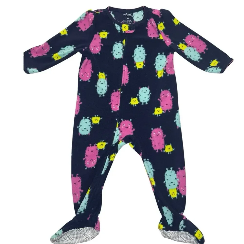 Carters Sleeper Pajamas Bundle Footie Fleece Elephant Blue Girl 12 Month